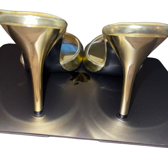 Fredericks of Hollywood Vintage 1990s Womens Mule Size 7.5 Gold Stiletto New - Picture 3 of 8